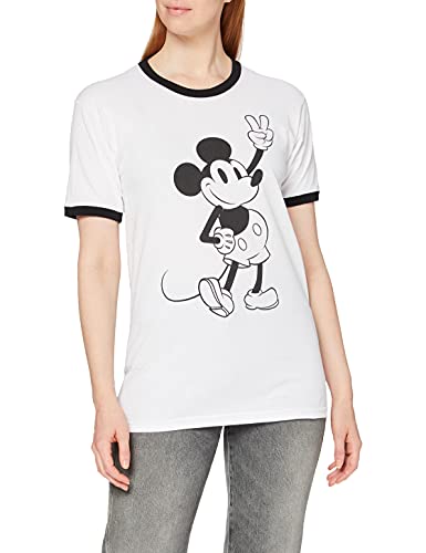 Disney Damska koszulka Mickey Mouse Peace, biały (White/Black Wbl), S