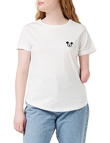 Disney Damska koszulka Mickey Face Emb, Biały (biały Wht), 36