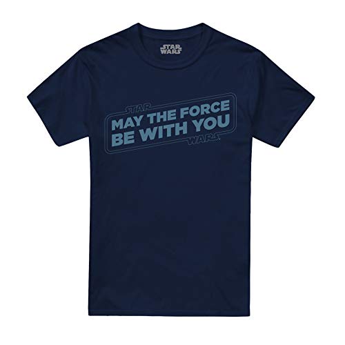 Star Wars Męski T-shirt z napisem Force, Niebieski (granatowy), S