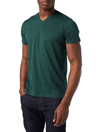 ESPRIT Męski T-shirt V-neck Basic, czarny, 455/Green, XS