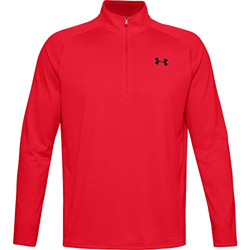 Under Armour Tech 2.0 1/2 zamek błyskawiczny, wszechstronny top rozgrzewający dla mężczyzn, lekki i oddychający zamek błyskawiczny top do ćwiczeń mężczyzn (Czerwony/czarny (600)) L 1328495-602-Large