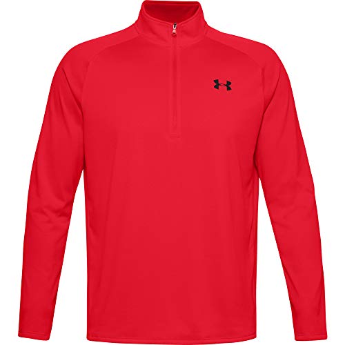 Under Armour Tech 2.0 1/2 zamek błyskawiczny, wszechstronny top rozgrzewający dla mężczyzn, lekki i oddychający zamek błyskawiczny top do ćwiczeń mężczyzn (Czerwony/czarny (600)) L 1328495-602-Large