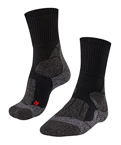 FALKE Mężczyźni Skarpety do wędrówek TK1 Adventure M So Wełna przeciw pęcherzom grube 1 Para, Czarny Black-Mix 3010, 42-43