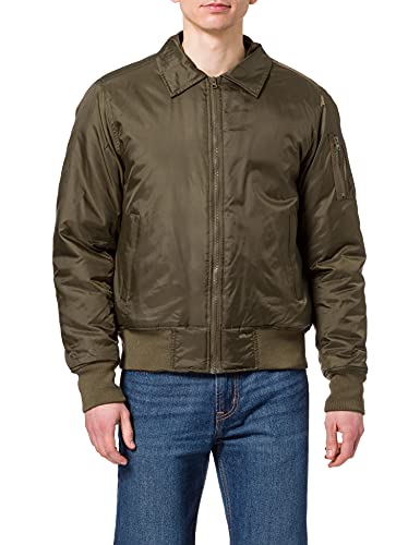 Build Your Brand Kurtka męska Collar Bomber, ciemnooliwkowy, 5XL