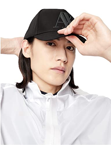 Armani Exchange Męska gumowa czapka baseballowa z logo Ax Cap, czarny, jeden rozmiar