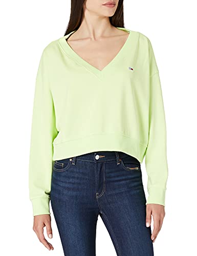 Tommy Jeans Damska bluza Tjw Soft V Neck, Wygasłe limonki, M