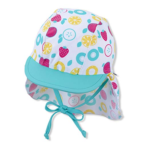 Sterntaler Dziewczęca czapka z daszkiem z osłoną karku, owoce, kapelusz, biała, normalna