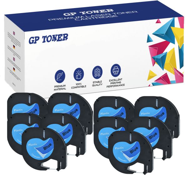 10x Taśma do Dymo LetraTag 59426 12mm x 4m Niebieska Plastik - zamiennik GP-DY59426 x10