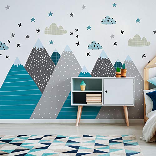 Ambiance-Sticker Naklejki ścienne dla dzieci, ogromna dekoracja, gór skandynawskie do pokoju dziecięcego, Janeka, 55 x 110 cm, 1 sztuka