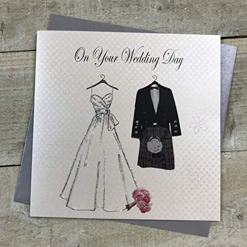 WHITE COTTON CARDS White Cotton Cards 'On Your Wedding Day' ręcznie wykonana szkocka kartka, PS1 PS1