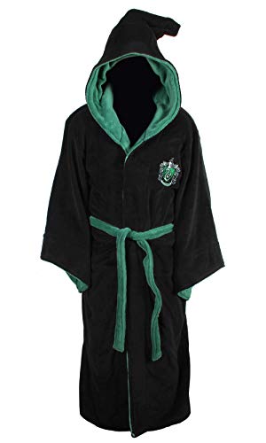 Harry Potter wszystkie domki dorośli polar kaptur szlafrok kąpielowy (One Size), czarny, jeden rozmiar 124020501