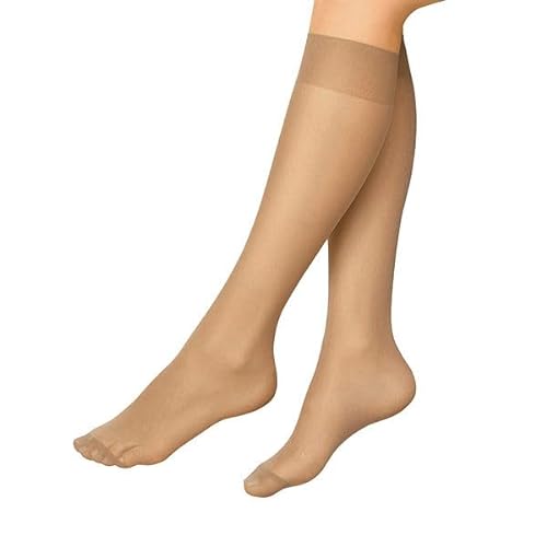 Nur Die Knee 30 DEN półnieprzejrzyste, przezroczyste nylonowe skarpety o wyglądzie matowym z komfortowym ściągaczem podkolanówki damskie, bursztyn, rozmiar uniwersalny