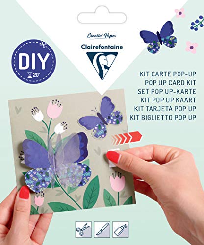 Clairefontaine 20019C zestaw pop-up z 1 kartką 13,5 x 13,5 cm + 1 kopertą 14 x 14 cm, elementy do wycinania, 1 zestaw, dziękuję 20019C