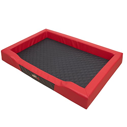 Hobbydog L R1 DELUXE CZERWONY SKAJ CZARNY MATERAC L DELCZE5