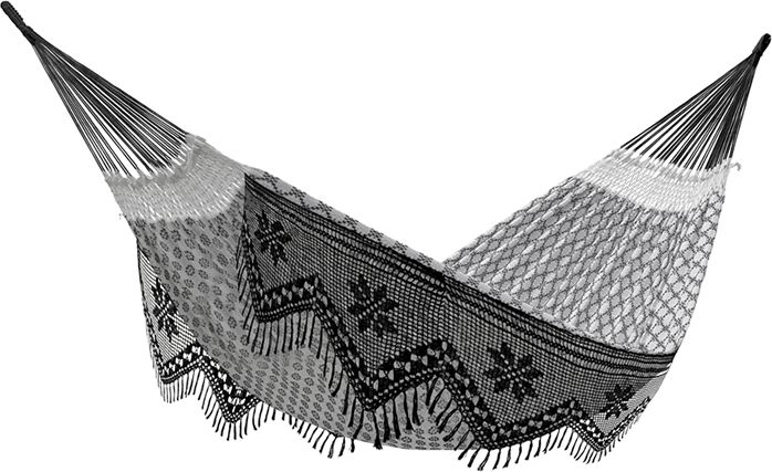 Brazilian Hamak dwuosobowy, biało-czarny BRAZ8
