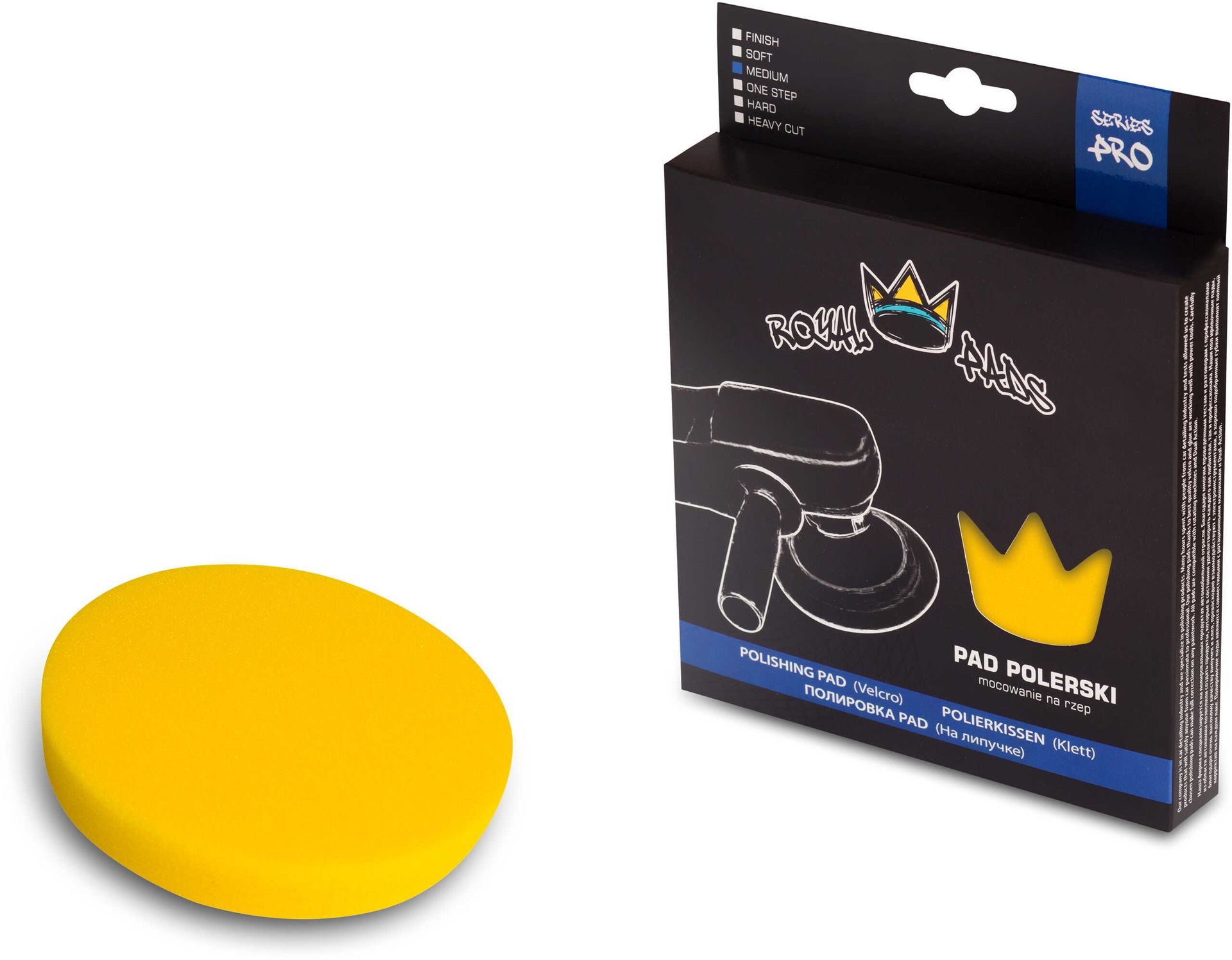 Royal Pads Pro Medium Pad Polishing  średniej twardości pad polerski, żółty 80mm