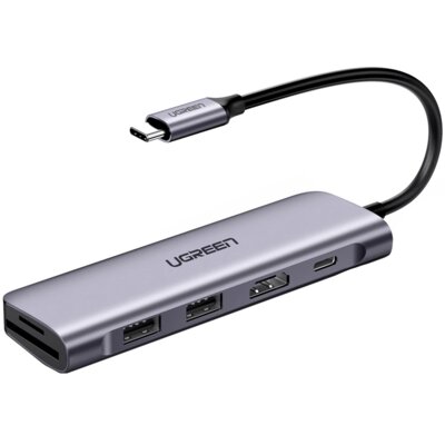 UGREEN Adapter 6w1 UGREEN Hub USB-C do 2x USB 3.0 + HDMI + SD/MicroSD + PD