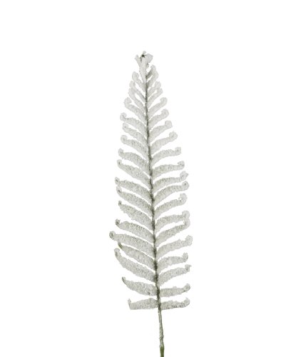 Bella Flora 01AMAZ020814 artystyczny kwiat paproć z mrozem, 80 cm, biały