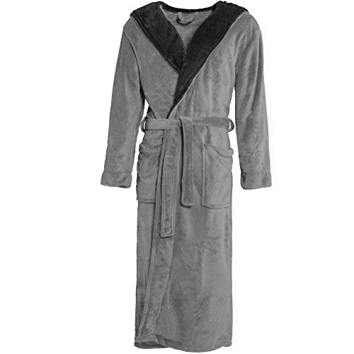 CelinaTex Texas 0004373 elegancki płaszcz kąpielowy z kapturem dla kobiet i mężczyzn, materiał: 100% miękki polar (Coral Fleece), gramatura dzianiny: ok. 260 g/m, kolor: antracytowy z czarnymi a
