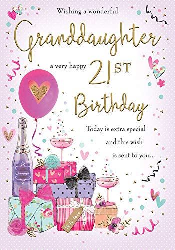 Piccadilly Greetings Tradycyjny kamień milowy wiek kartka urodzinowa wiek 21 wnuczka - 25 x 18 cm - pozdrowienia Piccadilly A11568