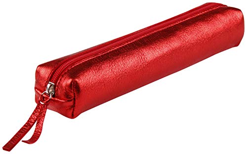 Clairefontaine 400003C - Piórnik skórzany etui na długopisy slim 4x2,5x19,5 cm, czerwone