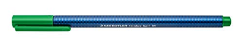 Staedtler 437 M-5 VE długopis (ergonomiczny trójkątny trzonek, szerokość linii M, kolor zielony, odporny na ścieranie, kartonowe etui z 10 długopisami)