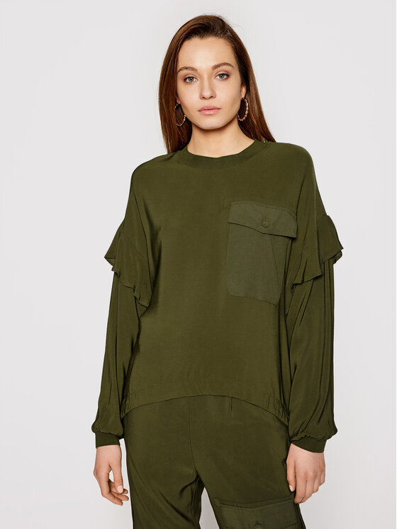 TwinSet Bluzka 211TT2163 Zielony Regular Fit