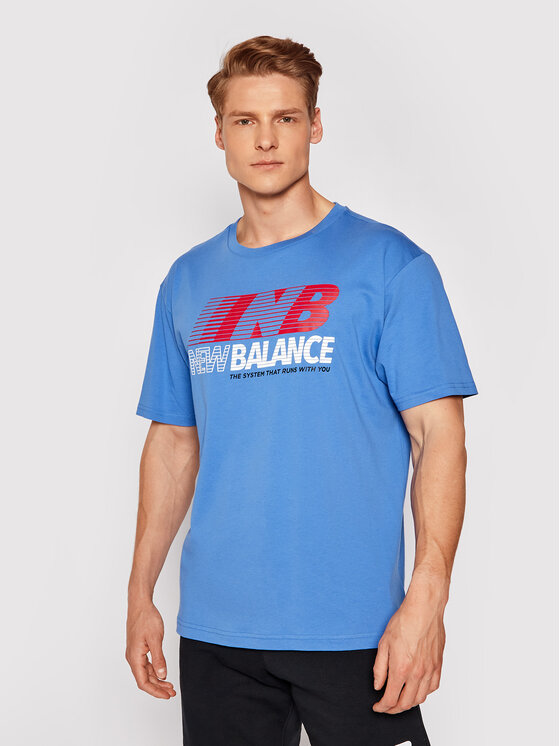 New Balance T-Shirt MT03513 Granatowy Relaxed Fit