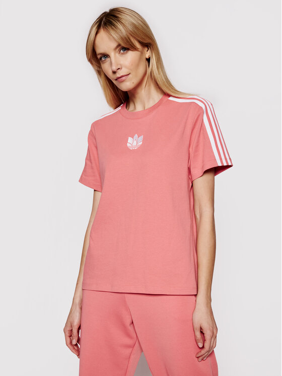 Adidas T-Shirt adicolor 3D Trefoil GN6702 Różowy Loose Fit