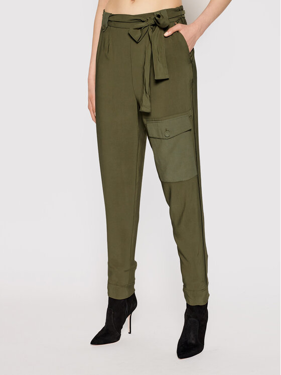 TwinSet Spodnie materiałowe 211TT2161 Zielony Regular Fit