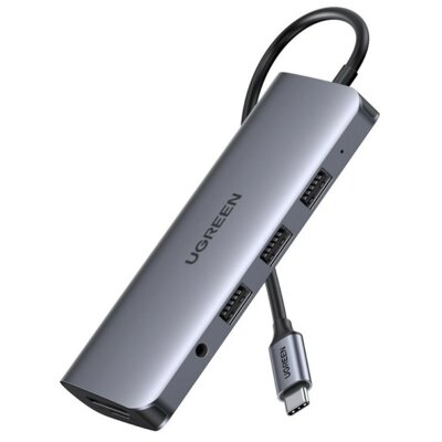 UGREEN Adapter 10w1 UGREEN HUB USB-C do HDMI 4K, 3x USB 3.0, Typ-C PD, RJ45, SD, Micro SD, VGA, AUX UGR425