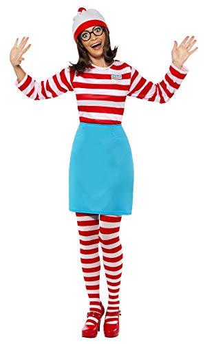 Smiffys Damski 'Where's Wally' kostium Wenda, top, spódnica, okulary, rajstopy i czapka, rozmiar: X1, kolor: czerwony i biały, 39504