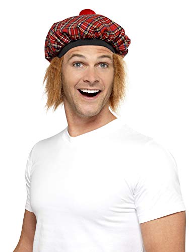 Smiffys Smiffys Tam-O-Shanter Tartan czapka z włosami i pomponem 25251