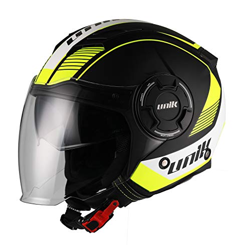 UNIK CJ-11 kask typu jet z wizjerem WOLF czarny/żółty FLUO S