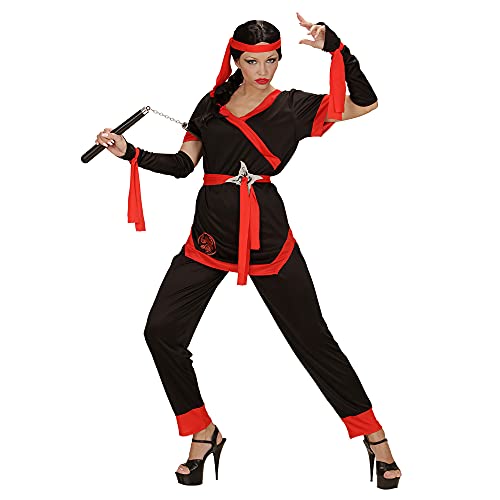Widmann 05862 - kostium dla dorosłych Ninja Girl, kurtka, spodnie, pasek, mankiety i opaska na czoło