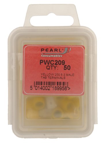 Pearl PWC209 250 płaskie złącza wtykowe, 6,3 mm, męskie, 50 sztuk, żółte