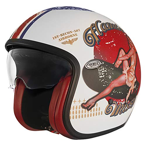 PREMIER HELMET VINTAGE PIN UP STARY STYL SILVER SZARY/CZERWONY/BLU, L