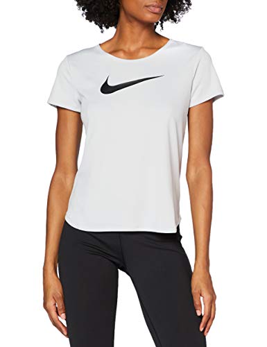 Nike Damska koszulka W Nk Swoosh Run Ss Szary Szara mgła/srebro odblaskowe/(czarne) M