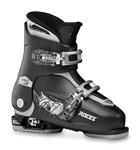 Roces Dziecięce buty narciarskie Idea Up z regulacją rozmiaru, regulowane buty dziecięce, czarne/srebrne, 30-35