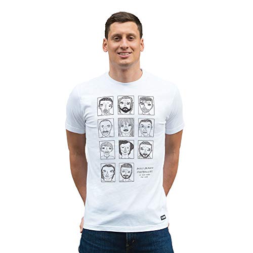 COPA COPA Męska koszulka z napisem 'Bad Drawn Footballs' z okrągłym dekoltem piłkarzy T-shirt biały S 6778
