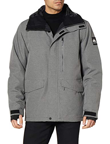 Quiksilver Męska kurtka zimowa Mission Solid – kurtka przeciwśniegowa dla mężczyzn szary szary (Heather Grey) S