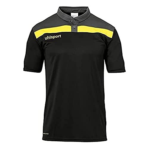 Uhlsport Męska koszulka polo Offense 23 Polo Shirt, czarny/antracyt/limonkowy anioł, 5XL, 100221323 100221323
