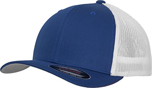 Flexfit Czapka z daszkiem z siateczki, 2 odcienie, uniseks, dla kobiet i mężczyzn, Roy/Wht, L-XL