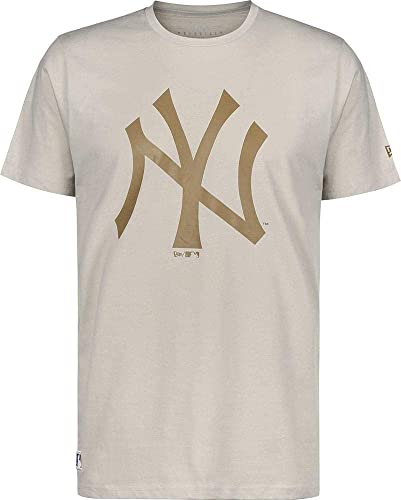 New Era Męski T-shirt Mlb Seasonal Team Logo New York Yankees Stone T-shirt męski beżowy Med Beige XS-S