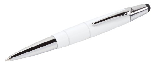 Wedo 26125000 Touch Pen Pioneer 2-w-1 (przewodzący rysik do wszystkich smartfonów i tabletów PC, w zestawie wbudowany długopis, 13 cm) biały