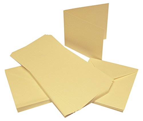 Crafts UK Craft UK W104 6 x 6 lniana kartka i koperta opakowanie 50 sztuk - kość słoniowa W104