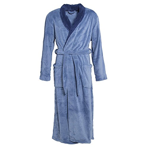 CelinaTex Nevada 0004333 elegancki płaszcz kąpielowy z kołnierzem dla kobiet i mężczyzn, odpowiedni do sauny, materiał: miękki polar (Coral Fleece), gramatura dzianiny: ok. 260 g/m, kolor: nieb