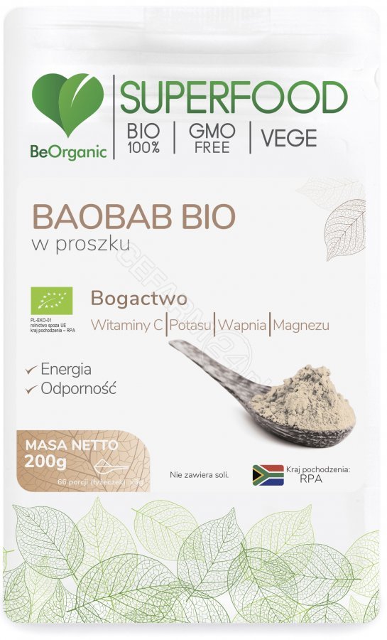 MedicaLine Baobab Bio w proszku 200g BeOrganic witamina C potas wapń magnez adansonia digitata MC153