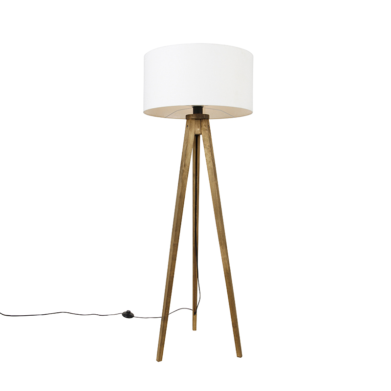 QAZQA Statyw wiejski w stylu vintage z białym kloszem 50 cm - Tripod Classic