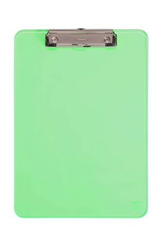 Clipboard plastikowy | podkładka z klipsem | MAULneon | przezroczysty, zielony neonowy | A4